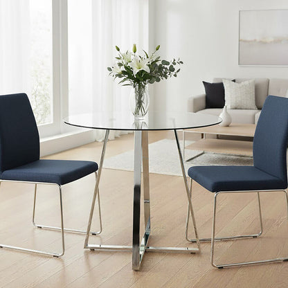 Metropolitan Round Silver Finish Dining Table