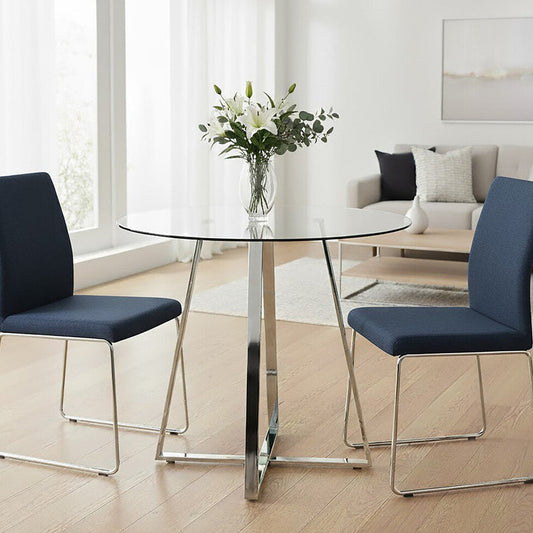 Metropolitan Round Silver Finish Dining Table