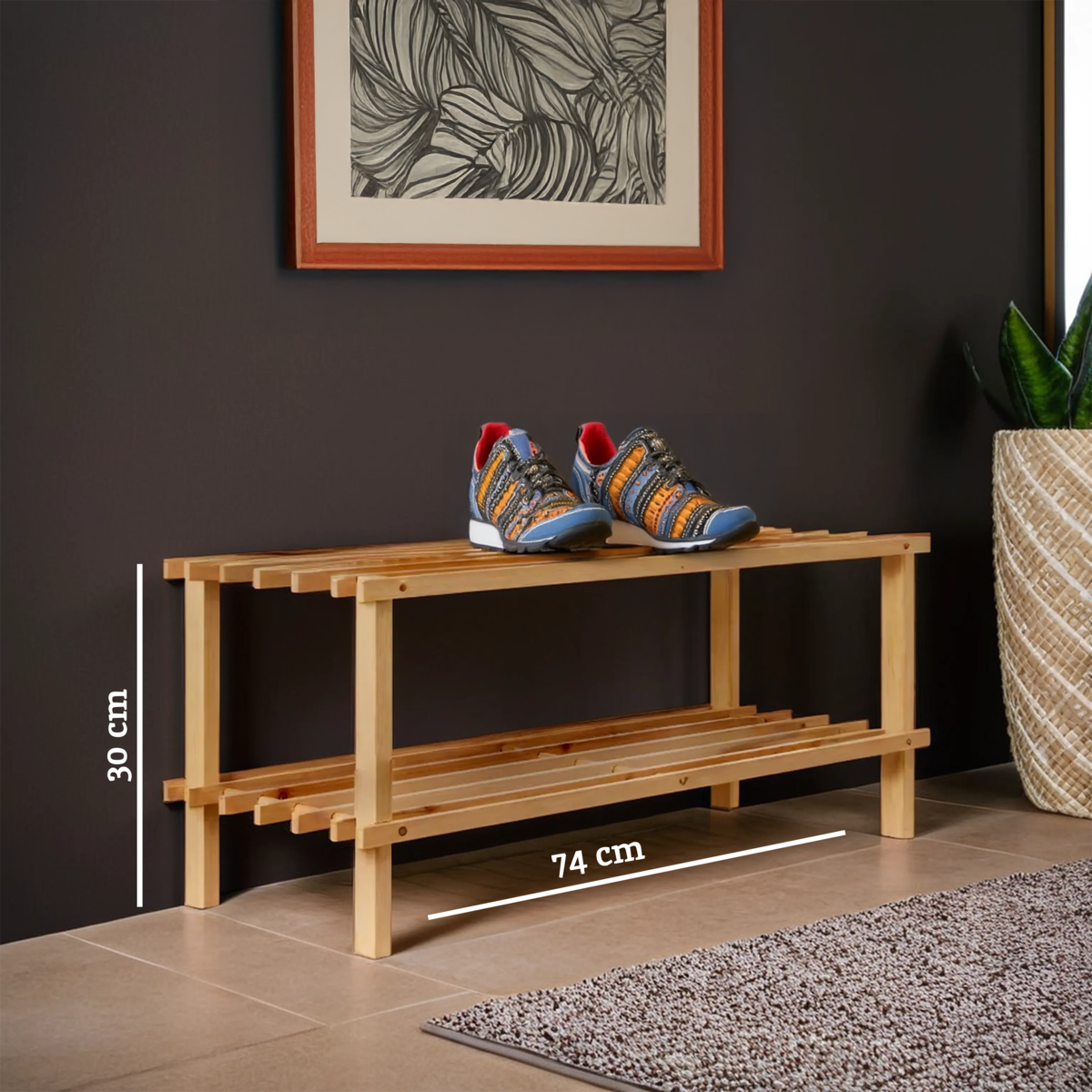 Arla Natural And Cedar Wood 2 Tier Shoe Rack