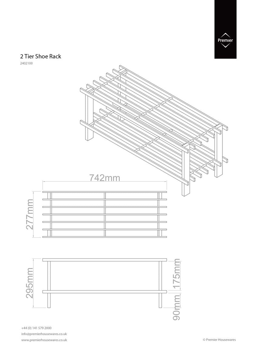Arla  Dark Cedar Wood 2 Tier Shoe Rack