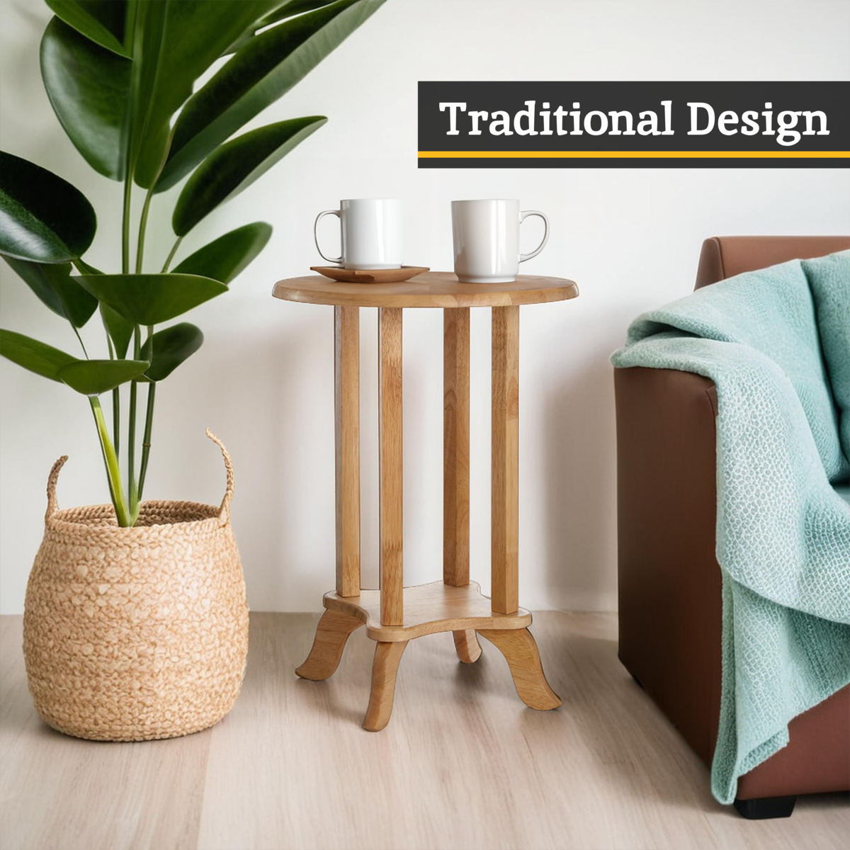 Heva Round Tropical Hevea Wood Side Table