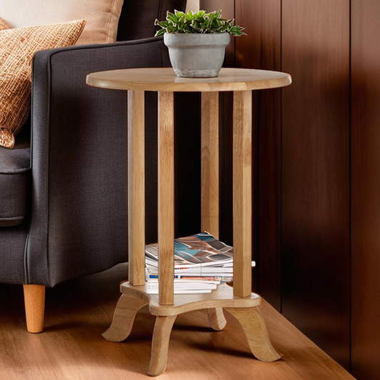 Heva Round Tropical Hevea Wood Side Table