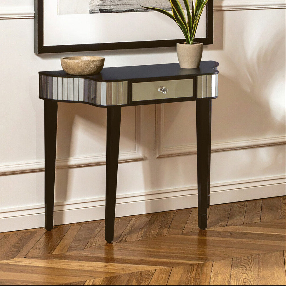 Clavier Black and Mirror Console Table