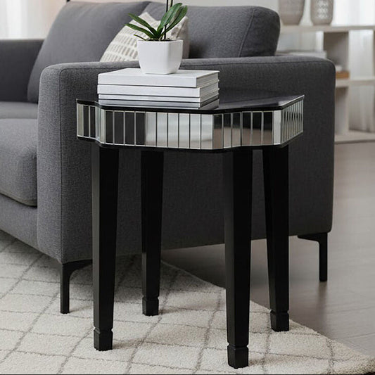 Clavier Black and Mirror Side Table