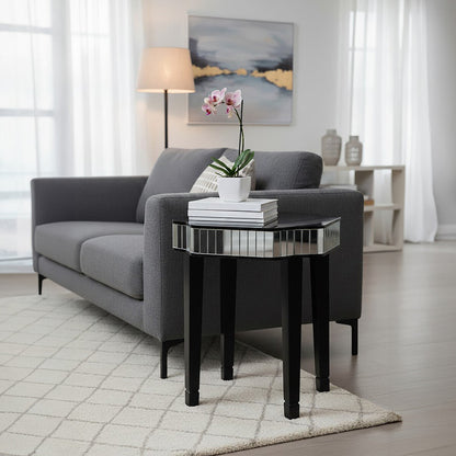 Clavier Black and Mirror Side Table