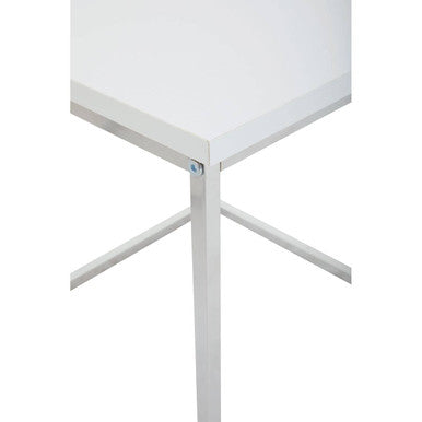 Fulton Matte White Nest Of 3 Tables With Chrome Frame