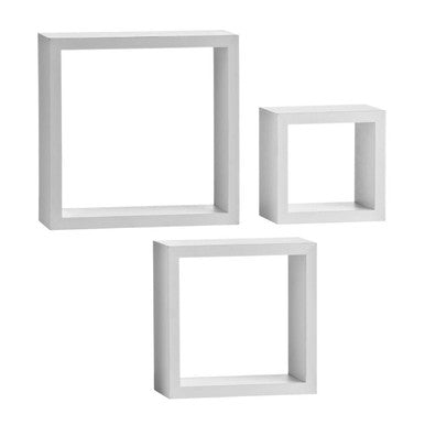 Kayli Set Of Three White Mdf And Pvc Coating Wall Cubes