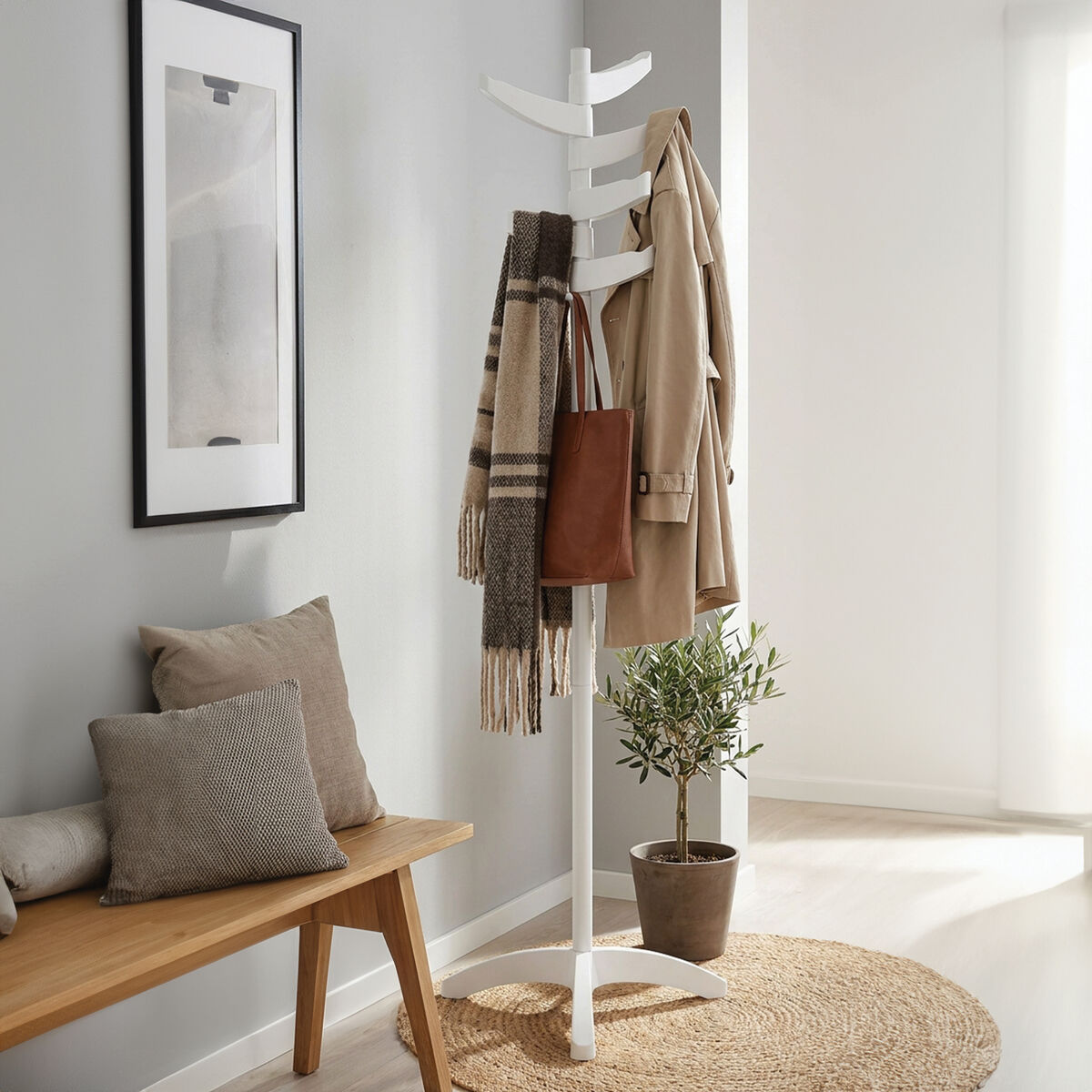 White Steel Abs Coat Stand | Bian