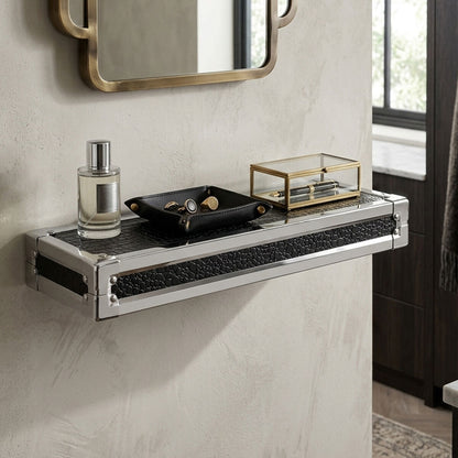 Crocodile Leather Effect Small Wall Shelf | Carla