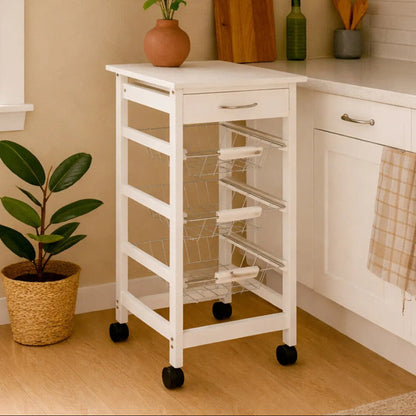 Harlow Glenn White Veneer Finish Kitchen Trolley