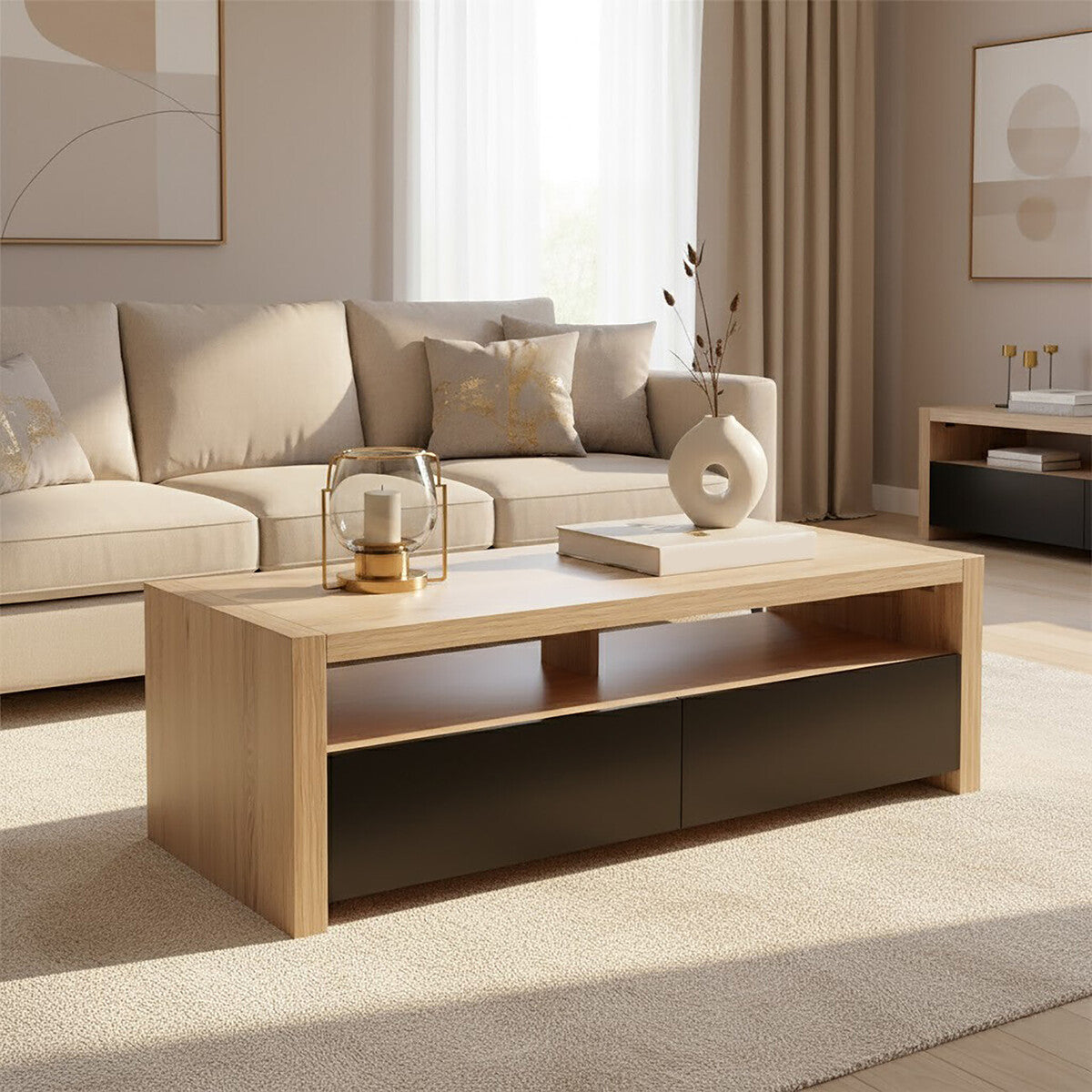 Loki 2 Drawers And 1 Shelf Coffee Table