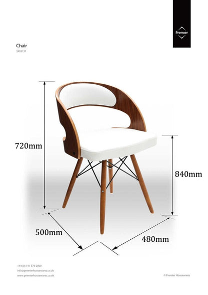 Parkar White Leather Effect Chair with Curved Back