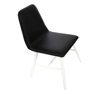 Cassy Black Leather Effect Dining Chair With White Legs