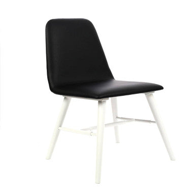 Cassy Black Leather Effect Dining Chair With White Legs