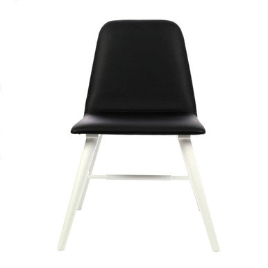 Cassy Black Leather Effect Dining Chair With White Legs