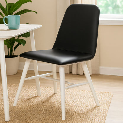 Cassy Black Leather Effect Dining Chair With White Legs