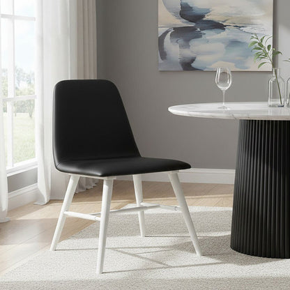 Cassy Black Leather Effect Dining Chair With White Legs