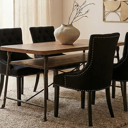 Foundry Fir Wood Dining Table with Shelf