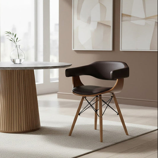 Parkar Brown Leather Effect and Beech Wood Chair