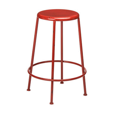 Artisan Red Metal Stool