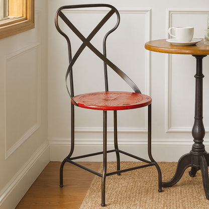 Artisan Red Metal Seat Chair