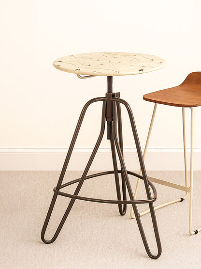Cream Metal Adjustable Bar Table with Black Distressed Finish Hairpin Legs | Artisan