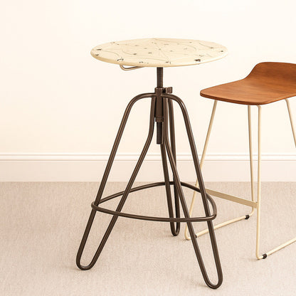 Cream Metal Adjustable Bar Table with Black Distressed Finish Hairpin Legs | Artisan