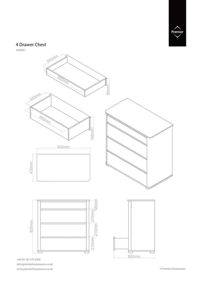 Moritz Black High Gloss 4 Drawer Chest
