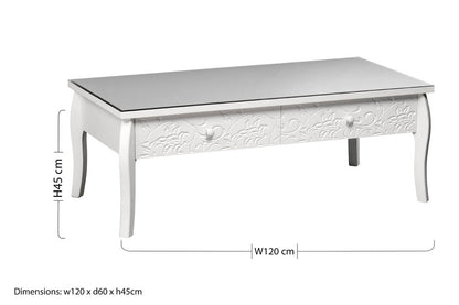 Chamonix White Coffee Table with Drawers