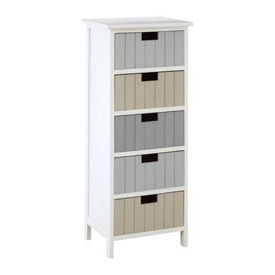 New England White 5 Drawers Chest