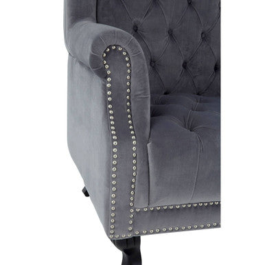 Regents Park Grey Velvet Tall Porter Chair