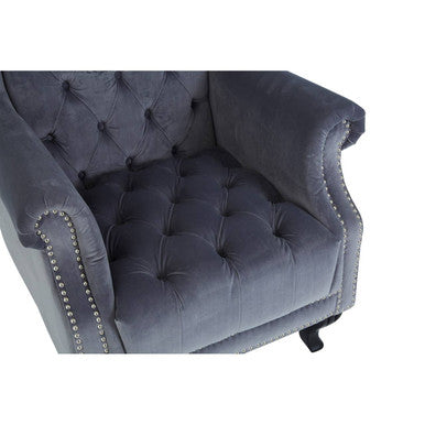Regents Park Grey Velvet Tall Porter Chair