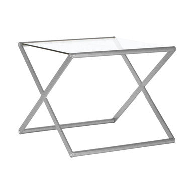 Tempered Glass Rectangular Side Table with Criss Cross Design | Roma