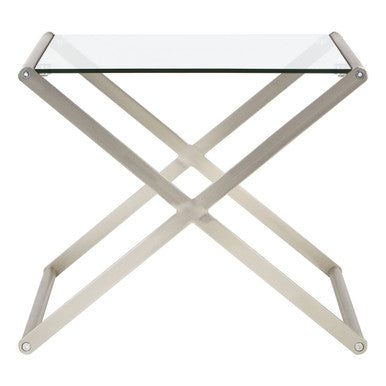 Tempered Glass Rectangular Side Table with Criss Cross Design | Roma