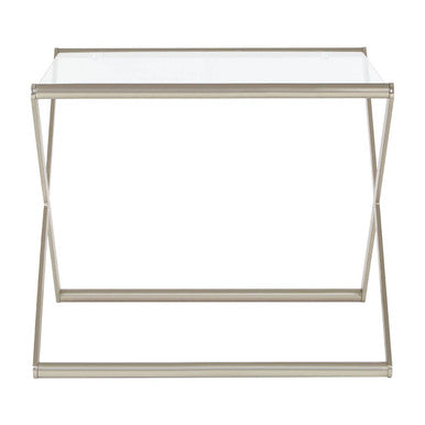 Tempered Glass Rectangular Side Table with Criss Cross Design | Roma