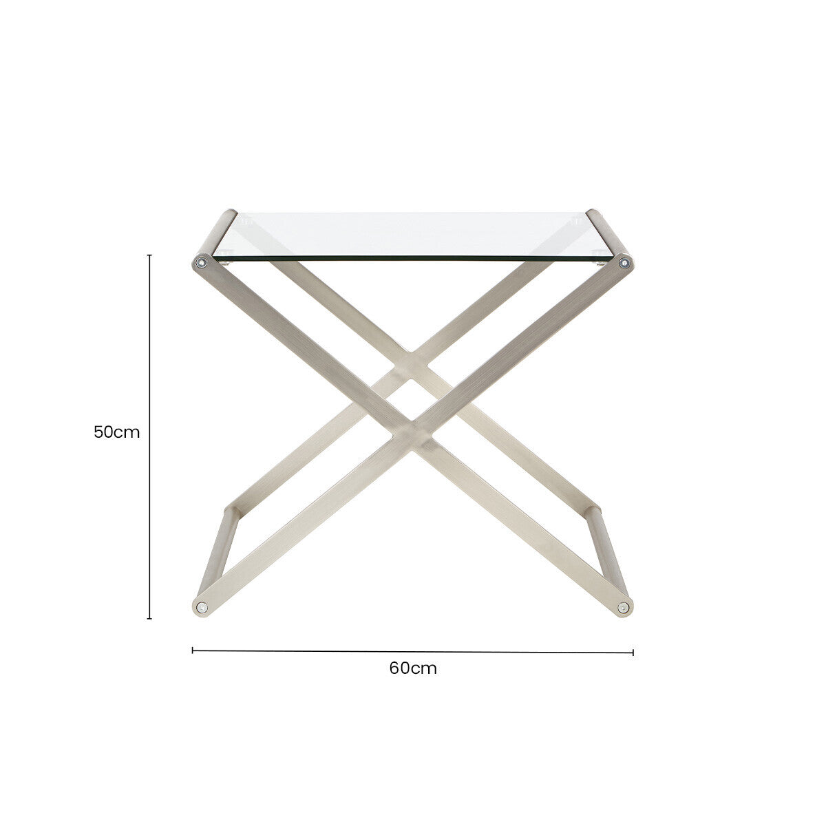 Tempered Glass Rectangular Side Table with Criss Cross Design | Roma