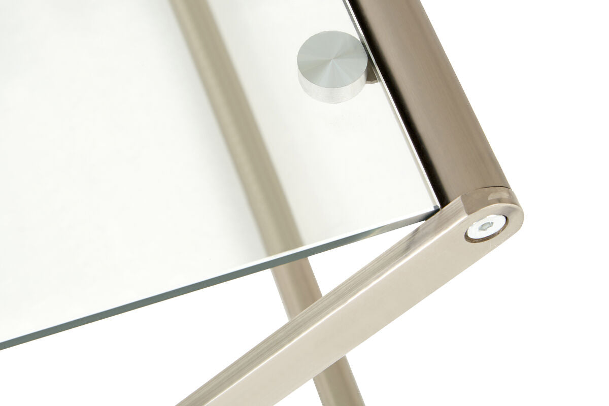 Tempered Glass Rectangular Side Table with Criss Cross Design | Roma