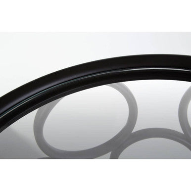 Antalya Black Round Side Table with Glass Top