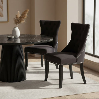 Black Cotton Velvet Dining Chair | Regents Park