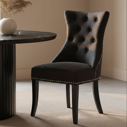 Black Cotton Velvet Dining Chair | Regents Park