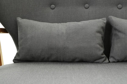 Stockholm 2 Seat Grey Sofa With Birchwood Frame