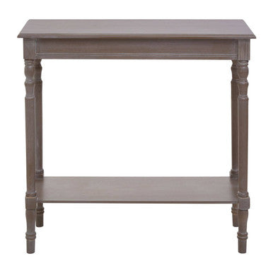 Natural Wash Slim Wooden Console Table with Lower Shelf and Carved Legs, Heritage