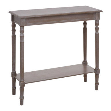 Natural Wash Slim Wooden Console Table with Lower Shelf and Carved Legs, Heritage