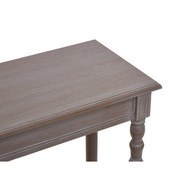 Natural Wash Slim Wooden Console Table with Lower Shelf and Carved Legs, Heritage