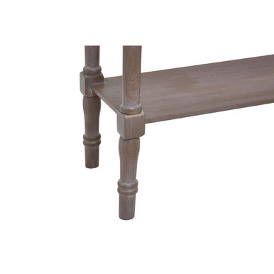 Natural Wash Slim Wooden Console Table with Lower Shelf and Carved Legs, Heritage