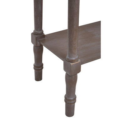 Natural Wash Slim Wooden Console Table with Lower Shelf and Carved Legs, Heritage