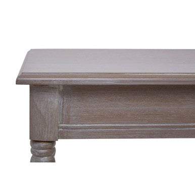Natural Wash Slim Wooden Console Table with Lower Shelf and Carved Legs, Heritage