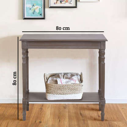 Natural Wash Slim Wooden Console Table with Lower Shelf and Carved Legs, Heritage