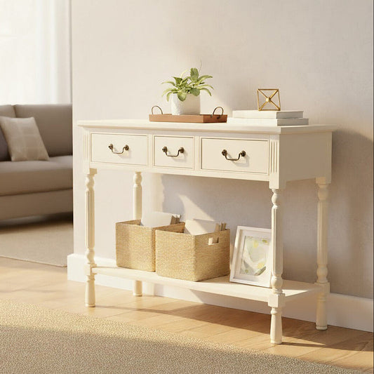 Heritage 3 Drawer Ivory Console Table
