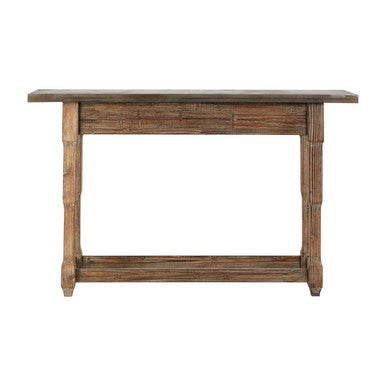 Elementary Antique Wood Finish Console Table